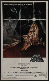 5w0232 STAR WARS Topps poster 1981 George Lucas classic sci-fi epic, great Tom Jung art!