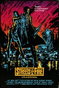 5w1019 STREETS OF FIRE 1sh 1984 Walter Hill, Michael Pare, Diane Lane, artwork by Riehm, no borders!