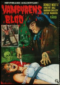 5w0172 BLOOD OF THE VAMPIRE Swedish 1969 where Dracula left off, Bjorne art of monster & sexy girl!