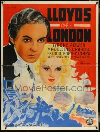 5w0180 LLOYDS OF LONDON Swedish 1937 wonderful Rohman art Carroll, Ty Power & Bartholomew!