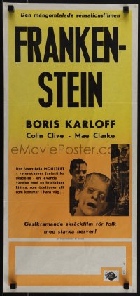 5w0560 FRANKENSTEIN Swedish stolpe R1950s Boris Karloff w/Clive, completely different & ultra rare!