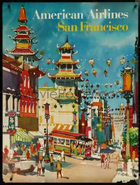 5w0069 AMERICAN AIRLINES SAN FRANCISCO 30x40 travel poster 1970s Kingman Chinatown art, ultra rare!