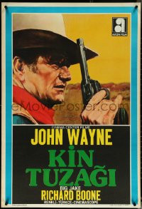 5w0091 BIG JAKE Turkish 1973 great different artwork of John Wayne with revolver!