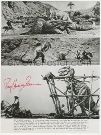 5y0045 RAY HARRYHAUSEN signed deluxe 10.25x13.75 still 1969 special FX from The Valley of Gwangi!