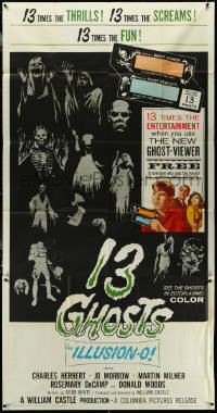 5y0648 13 GHOSTS 3sh 1960 William Castle, great art of all the spooks, cool horror in ILLUSION-O!