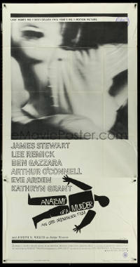 5y0649 ANATOMY OF A MURDER style B 3sh 1959 Otto Preminger, classic Saul Bass dead body silhouette art!