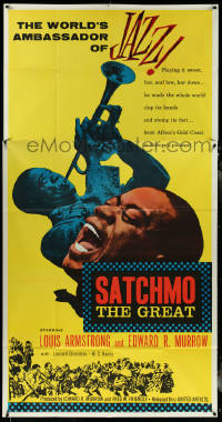 5y0714 SATCHMO THE GREAT 3sh 1957 wonderful image of Louis Armstrong playing trumpet & singing!