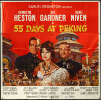 5y0545 55 DAYS AT PEKING 6sh 1963 Terpning art of Charlton Heston, Ava Gardner & David Niven, rare!