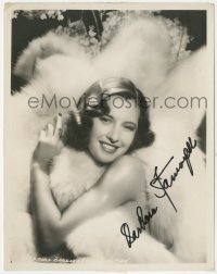5y0054 BARBARA STANWYCK signed 8x10.25 still 1930s sexy posed nude studio portrait behind fur!