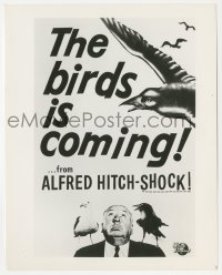 5y1601 BIRDS 8x10.25 still 1963 cool different newspaper ad showing director Alfred Hitchcock!