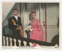 5y1604 BREAKFAST AT TIFFANY'S color 8x10 still 1961 smiling Audrey Hepburn in pink w/de Vilallonga!