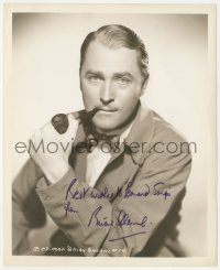 5y0055 BRIAN AHERNE signed 8.25x10 still 1930s great waist-high portrait in suit & tie with pipe!