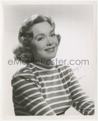 5y0067 JANE WYMAN signed 8x10 still 1940s sexy close portrait wearing striped shirt at Warner Bros!