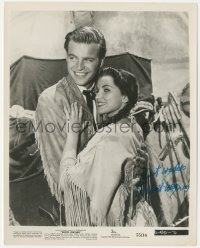 5y0096 ROBERT WAGNER signed 8x10.25 still 1955 with Native American Debra Paget in White Feather!
