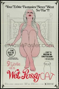 5y1007 9 LIVES OF A WET PUSSYCAT 1sh 1976 cat art, sexy, you erotic fantasies never went so far!