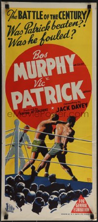 5y0475 BOS MURPHY V. VIC PATRICK Aust daybill 1946 Tyler art for the boxing battle of the century!