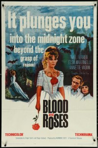 5y1054 BLOOD & ROSES 1sh 1961 Roger Vadim's Et mourir de plaisir, sexiest vampire Annette Vadim!