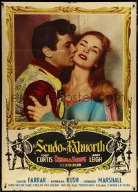5y0616 BLACK SHIELD OF FALWORTH Italian 1p 1954 romantic close-up of Tony Curtis & Janet Leigh!