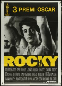 5y0405 ROCKY awards Italian 1p 1977 c/u of boxer Sylvester Stallone, winner of 3 Academy Awards!