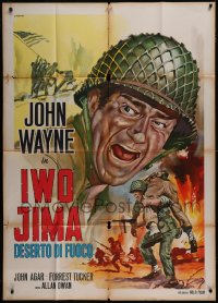 5y0643 SANDS OF IWO JIMA Italian 1p R1960s great Franco art of World War II Marine John Wayne!