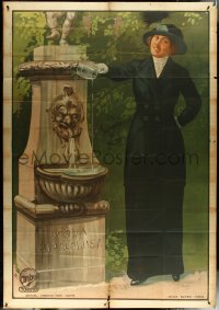 5y0252 ACQUA MIRACOLOSA Italian 55x79 1914 great art of woman standing by fountain, ultra rare!