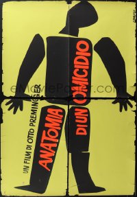 5y0251 ANATOMY OF A MURDER Italian 27x39 1959 great dead body dayglo silhouette art, very rare!