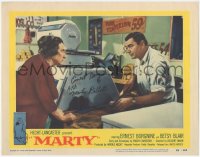 5y0013 MARTY signed LC #6 1955 by Ernest Borgnine, who's working as a sad butcher, Paddy Chayefsky!