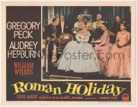 5y0897 ROMAN HOLIDAY LC #7 1953 great image of Princess Audrey Hepburn sitting on her throne!