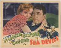 5y0908 SEA DEVILS LC 1937 romantic close up of pretty Ida Lupino hugging Victor McLaglen!