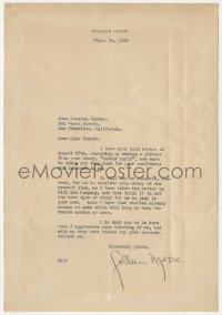 5y0107 COLLEEN MOORE signed letter 1925 on her stationery, telling author she couldn't work with her