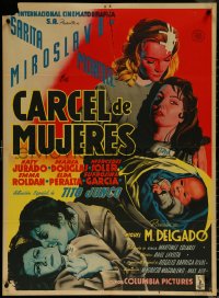 5y0469 CARCEL DE MUJERES Mexican poster 1951 w/different art of catfight between female inmates!