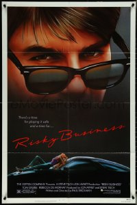 5y1346 RISKY BUSINESS 1sh 1983 classic c/u art of Tom Cruise in cool shades by Drew Struzan!