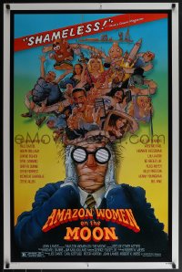 5z0284 AMAZON WOMEN ON THE MOON 1sh 1987 Joe Dante, cool wacky artwork of cast by William Stout!