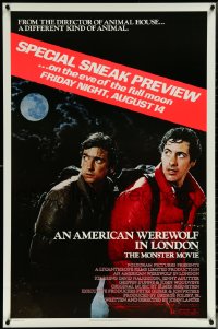 5z0286 AMERICAN WEREWOLF IN LONDON 1sh 1981 John Landis, David Naughton, Dunne, sneak preview!