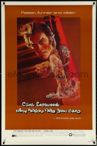 5z0288 ANY WHICH WAY YOU CAN 1sh 1980 cool artwork of Clint Eastwood & Clyde by Bob Peak!