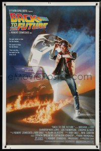 5z0301 BACK TO THE FUTURE studio style 1sh 1985 art of Michael J. Fox & Delorean by Drew Struzan!