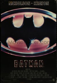 5z0307 BATMAN 1sh 1989 directed by Tim Burton, cool image of Bat logo, new credit design!