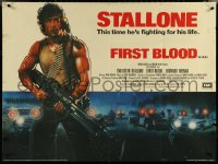 5z0081 FIRST BLOOD British quad 1982 artwork of Sylvester Stallone as John Rambo by Drew Struzan!