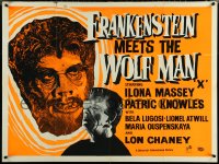 5z0083 FRANKENSTEIN MEETS THE WOLF MAN British quad R1960s Glenn Strange & Boris Karloff, day-glo!