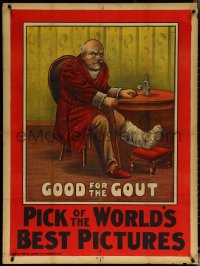 5z0089 GOOD FOR THE GOUT vertical British quad 1913 hypochondriac is cured in a ruse, ultra rare!