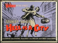 5z0095 HELL IS A CITY British quad 1960 day-glo title, violence in the streets, ultra rare!