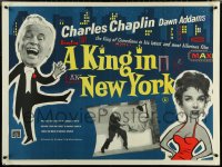 5z0101 KING IN NEW YORK no crown style British quad 1957 Charlie Chaplin & sexy Dawn Addams!