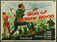 5z0120 SON OF ROBIN HOOD British quad 1959 Hedison with sword by Tom William Chantrell, ultra rare!