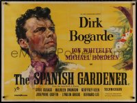 5z0121 SPANISH GARDENER British quad 1956 art of Dirk Bogarde & Maureen Swanson!