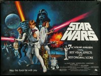 5z0122 STAR WARS British quad 1978 A New Hope, George Lucas sci-fi, art by Tom William Chantrell!
