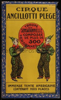 5z0764 CIRQUE ANCILLOTTI PLEGE 12x19 French circus poster 1910s two clowns playing instruments!
