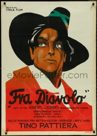 5z0235 FRA DIAVOLO Danish 1932 cool close-up artwork of Tino Pattiera, ultra rare!