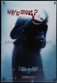5z0355 DARK KNIGHT teaser DS 1sh 2008 great image of Heath Ledger as the Joker, why so serious?
