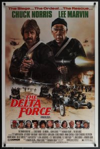 5z0364 DELTA FORCE 1sh 1986 cool art of Chuck Norris & Lee Marvin firing guns by S. Watts!