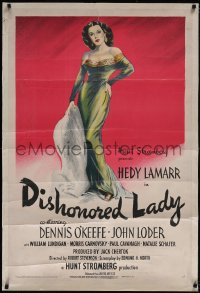 5z0016 DISHONORED LADY 1sh 1947 full-length art of sexy Hedy Lamarr, who could not help loving!